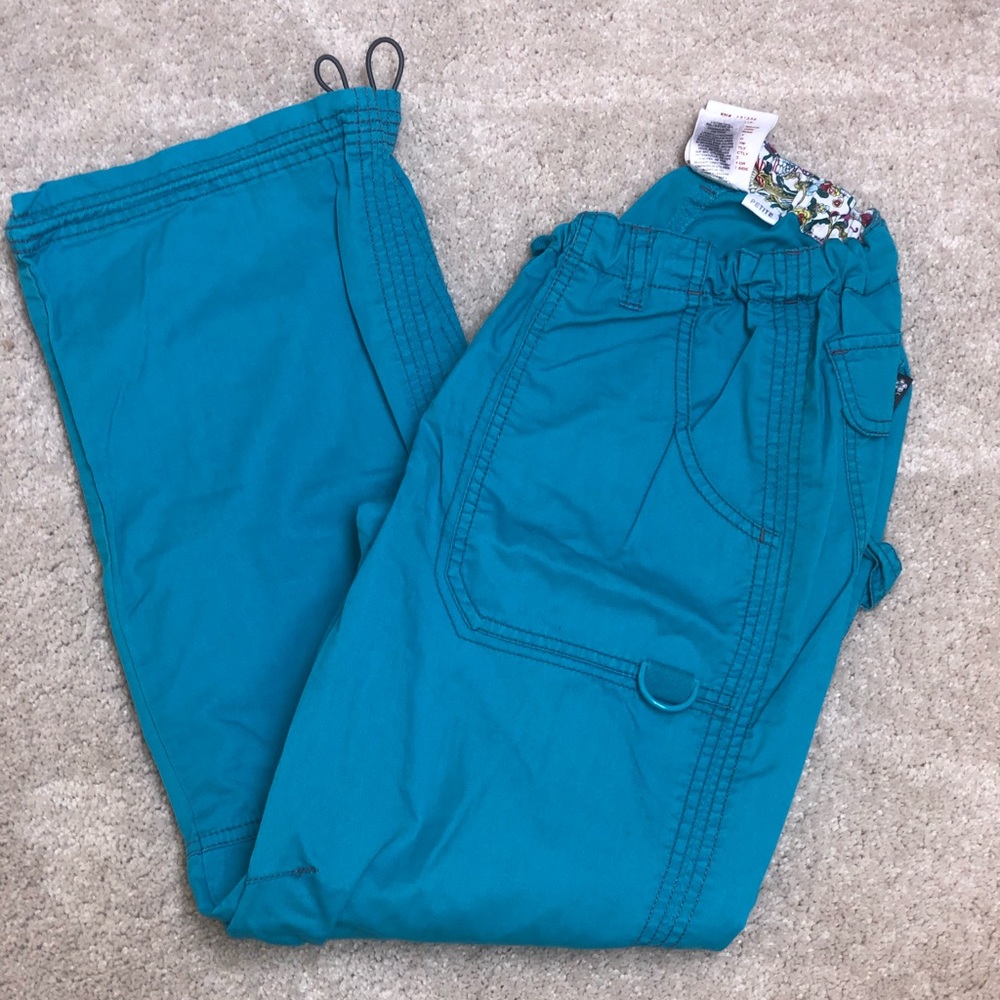 Turquoise / teal Koi Scrub pants